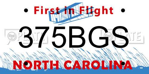 375BGS North Carolina License Plate