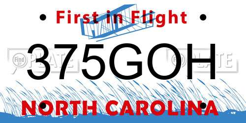 375GOH North Carolina License Plate