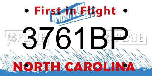 3761BP North Carolina License Plate