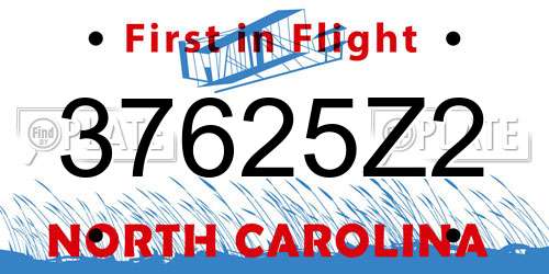 37625Z2 North Carolina License Plate