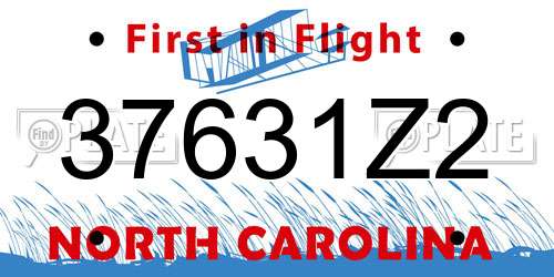 37631Z2 North Carolina License Plate