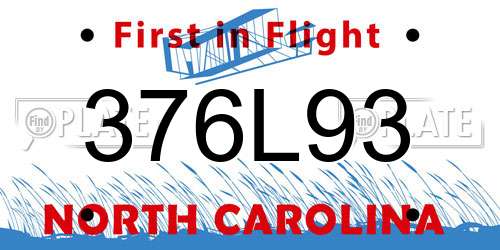 376L93 North Carolina License Plate