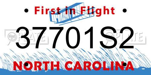 37701S2 North Carolina License Plate