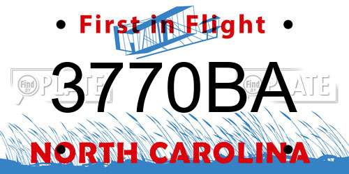 3770BA North Carolina License Plate