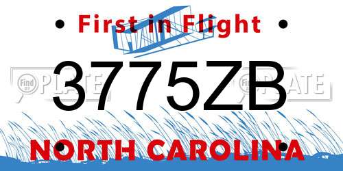 3775ZB North Carolina License Plate
