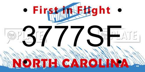 3777SF North Carolina License Plate
