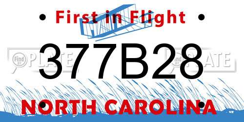 377B28 North Carolina License Plate