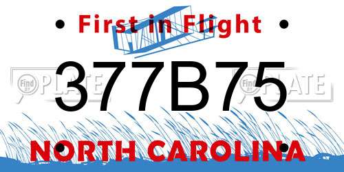 377B75 North Carolina License Plate