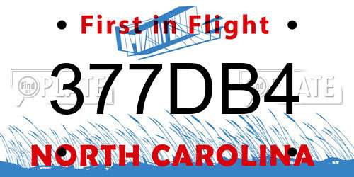 377DB4 North Carolina License Plate