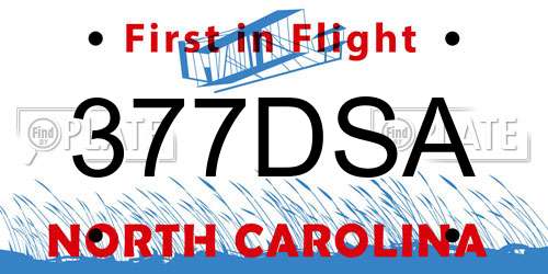 377DSA North Carolina License Plate