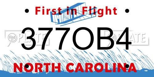 377OB4 North Carolina License Plate