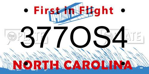 377OS4 North Carolina License Plate