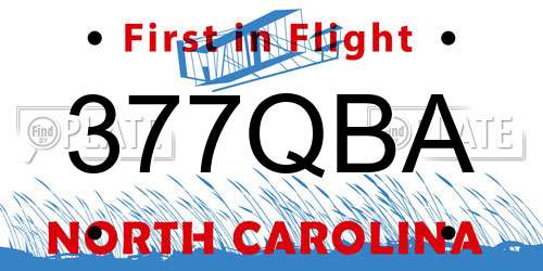 377QBA North Carolina License Plate
