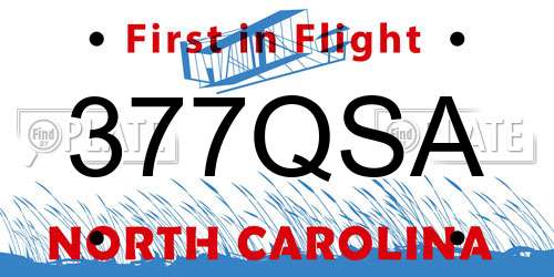 377QSA North Carolina License Plate