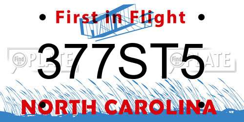 377ST5 North Carolina License Plate