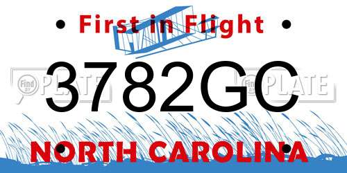 3782GC North Carolina License Plate