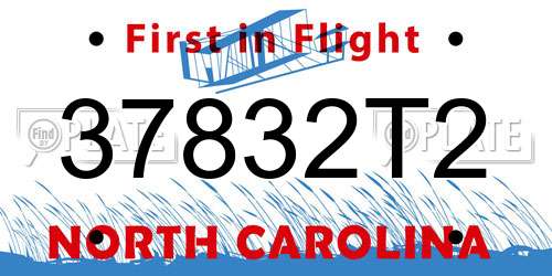 37832T2 North Carolina License Plate