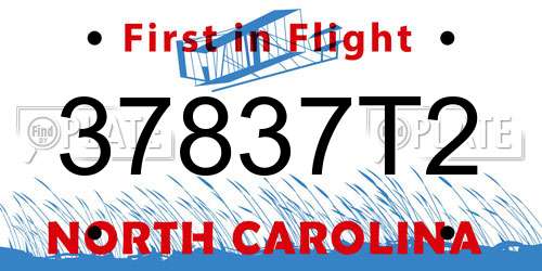 37837T2 North Carolina License Plate