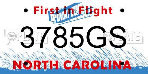 3785GS North Carolina License Plate