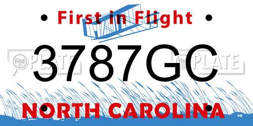 3787GC North Carolina License Plate