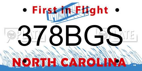 378BGS North Carolina License Plate