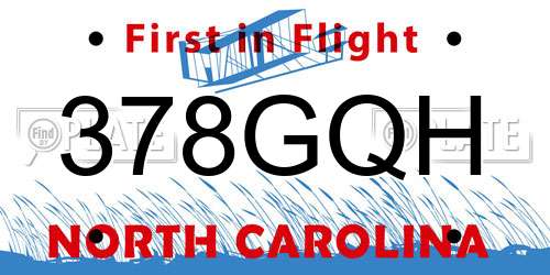 378GQH North Carolina License Plate