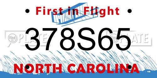 378S65 North Carolina License Plate