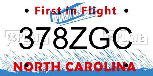 378ZGC North Carolina License Plate