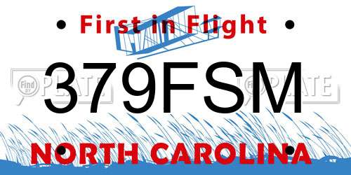 379FSM North Carolina License Plate