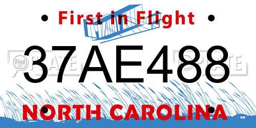 37AE488 North Carolina License Plate