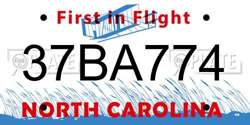 37BA774 North Carolina License Plate