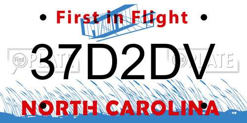 37D2DV North Carolina License Plate