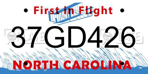 37GD426 North Carolina License Plate