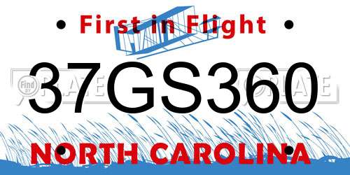 37GS360 North Carolina License Plate