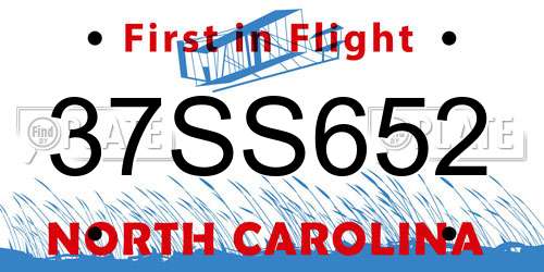37SS652 North Carolina License Plate