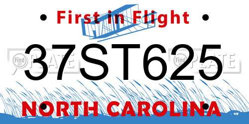 37ST625 North Carolina License Plate