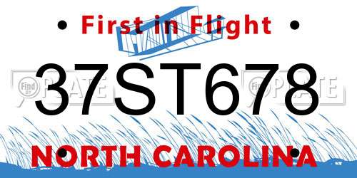 37ST678 North Carolina License Plate