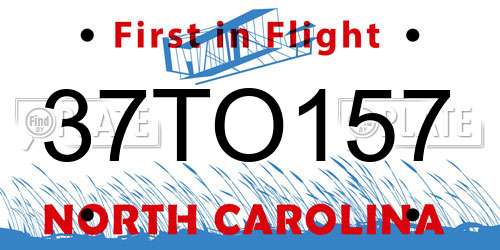 37TO157 North Carolina License Plate