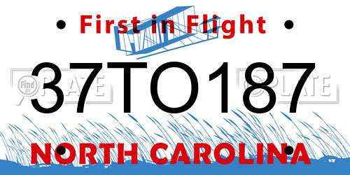 37TO187 North Carolina License Plate