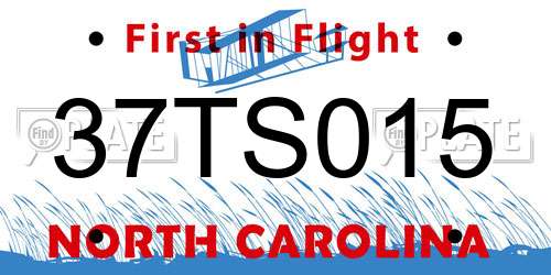37TS015 North Carolina License Plate