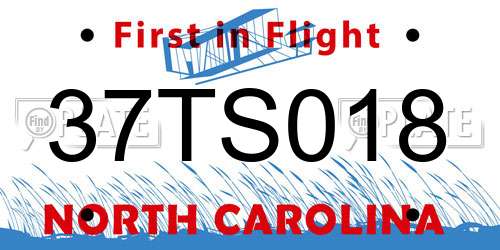 37TS018 North Carolina License Plate
