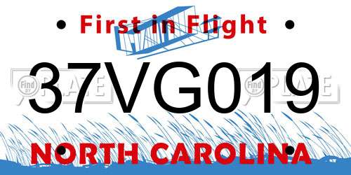 37VG019 North Carolina License Plate