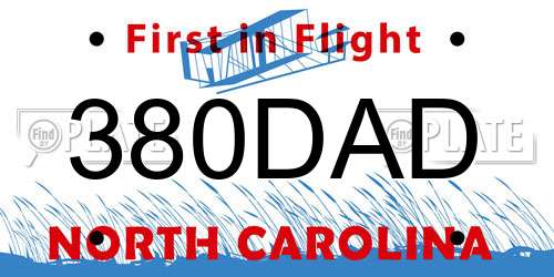 380DAD North Carolina License Plate