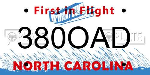 380OAD North Carolina License Plate