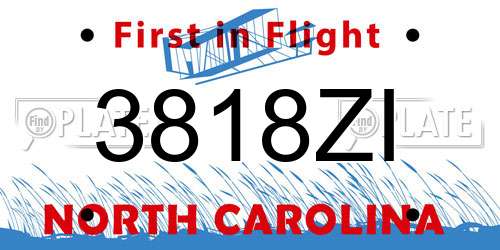 3818ZI North Carolina License Plate