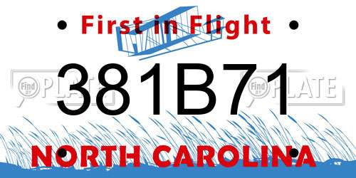 381B71 North Carolina License Plate