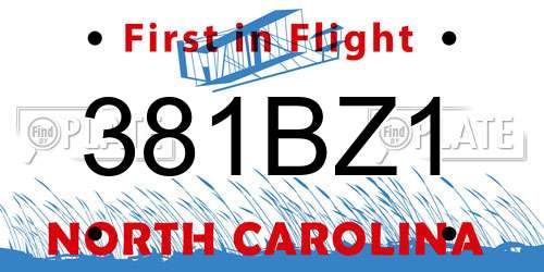 381BZ1 North Carolina License Plate