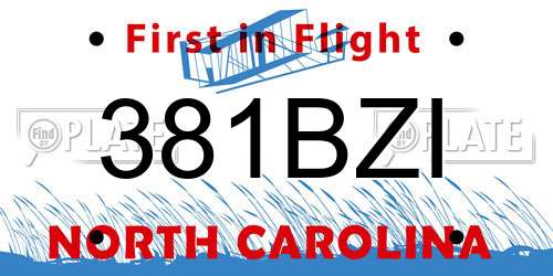 381BZI North Carolina License Plate