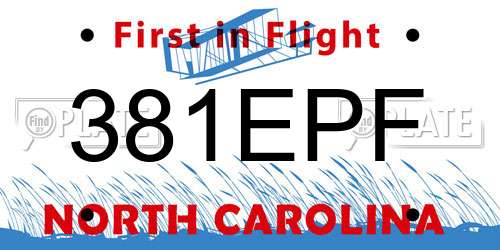 381EPF North Carolina License Plate