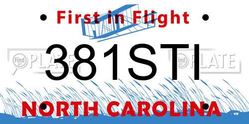 381STI North Carolina License Plate